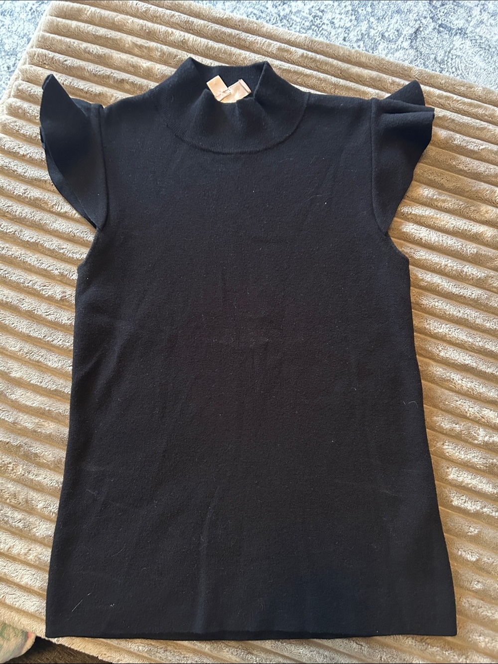 Philosophy Black Ruffle Sleeve Mock Neck Sweater
